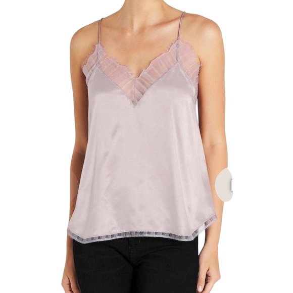 IRO New NWT Berwyn Silk Lace Trimmed Cami Purple Size 34 XS - Picture 1 of 7
